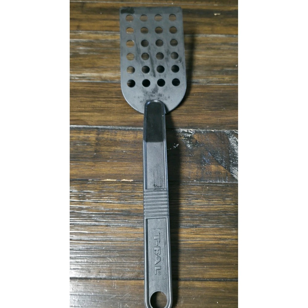 Vintage T-Fal Black Nylon Slotted Spatula Turner Flipper Kitchen Utensil 13"